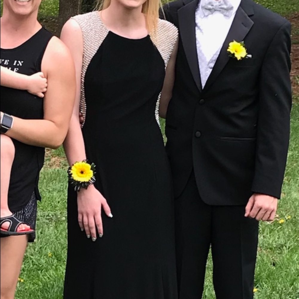 Black and silver prom dress